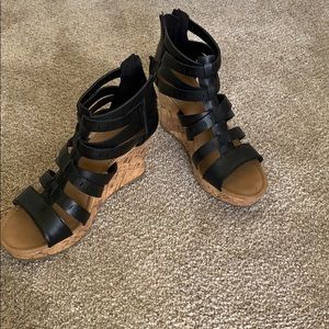 Black Strappy Wedges